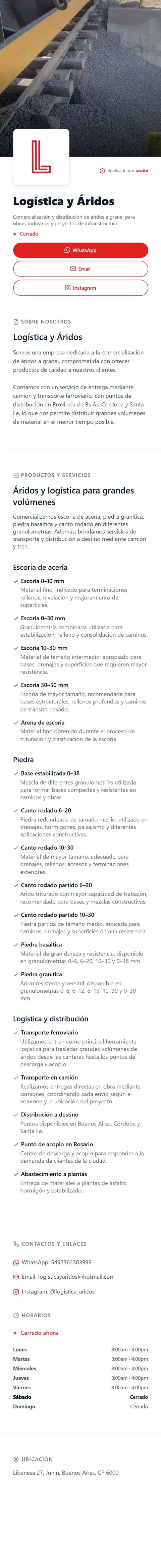 Logística y Áridos en celular